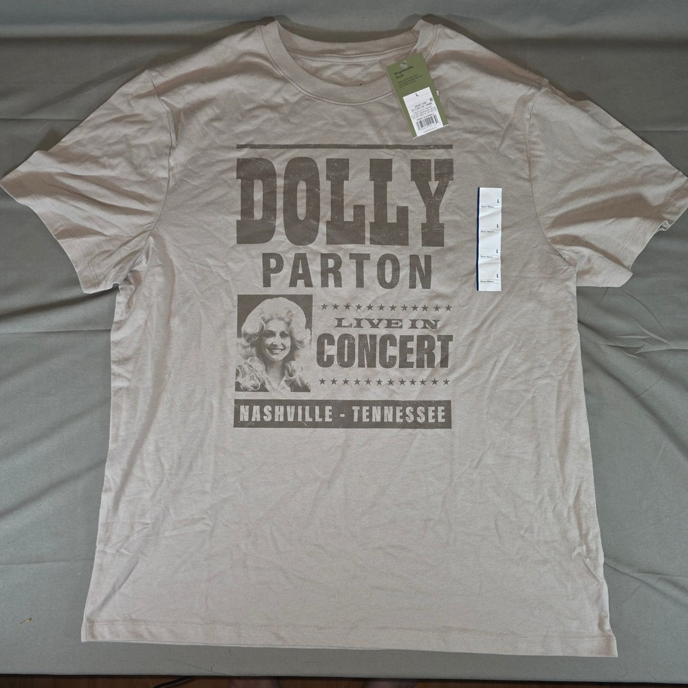 Dolly Parton Live In Concert Nashville Tennessee Graphic T-Shirt Brown Grey L